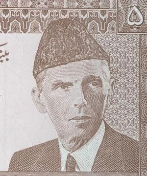 5 Rupees Shows Portrait of Mohammad Ali Jinnah Stock Illustration