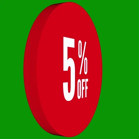 5% Off Sale Sticker - Spinning Loop Animation Green Screen Chroma Key Stock Footage 320902222