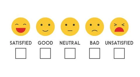 5 scale smile rating Feedback emoji face of customer satisfaction concept Stock Illustration