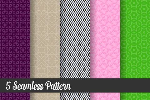 5 Seamless Pattern Background Vector Design Stock Illustration