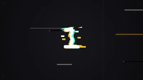 5 second Countdown glitch with digital distortion and cyber punk motion Stock Footage 345371812