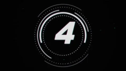 5 second Countdown glitch. Futuristic digital countdown timer on black Stock Footage 340002031