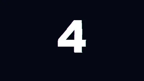5 second Countdown glitch with number four on black background Stock Footage 345624069