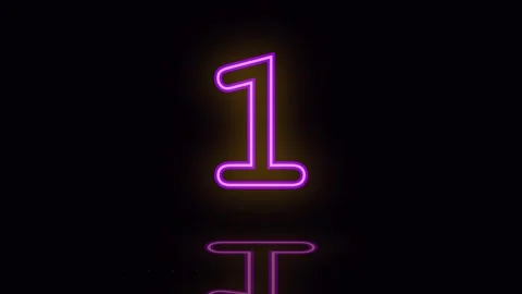 5 second countdown neon animation with glowing electric light effects for vid Stock Footage 345372221