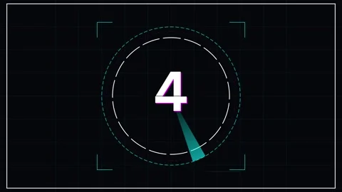 5 second countdown neon with futuristic digital hud interface and glowing Stock Footage 345624113