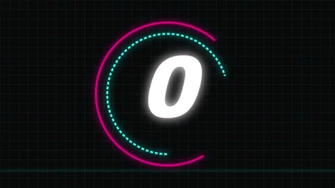 5 second countdown neon glowing digital timer for cinematic intro and event Stock Footage 345372224