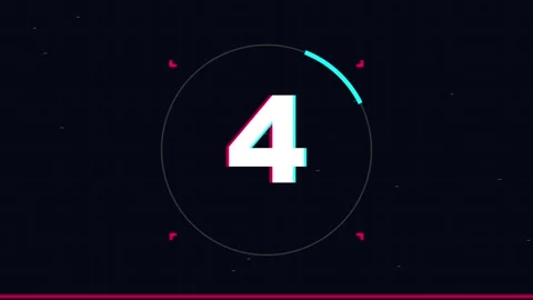 5 second countdown neon glowing digital timer display for cinematic intro and Stock Footage 345624088