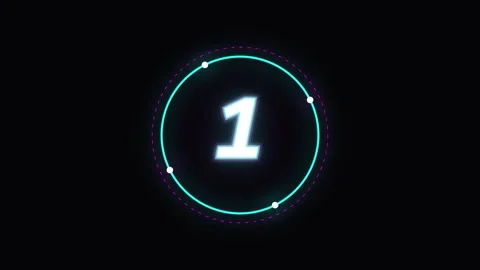 5 second countdown neon light animation with glowing electric numbers for vid Stock Footage 345372271