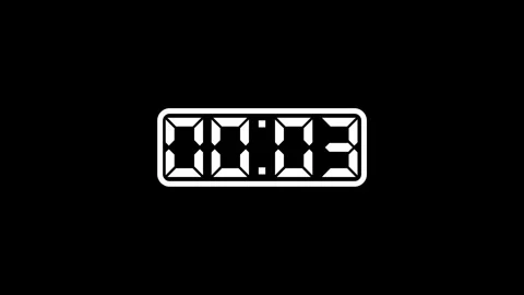 5 Second Digital Number Font Timer Countdown Landscape Black and White Screen Stock Footage 281794301