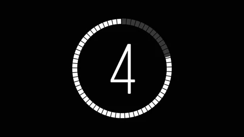 5 second gray & white Countdown timer with black background Stock Footage