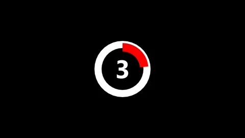5 Second Red Countdown Timer Animated Landscape Black Background Video stock 281966698