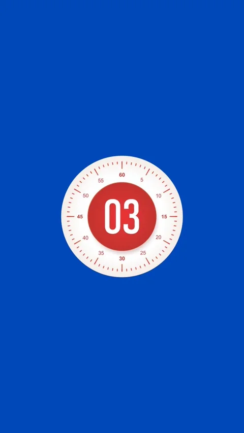 5 Seconds Red Dial Countdown Vertical Blue Screen Stock Footage 281940238