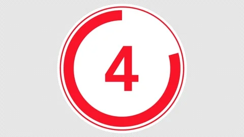 5 seconds simple red countdown timer, circular cutout, transparent background Video stock 263017880