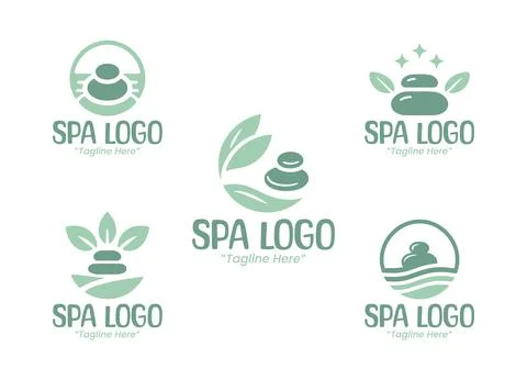 5 Spa Logo Set Wellness Beauty Brand Design 스톡 일러스트