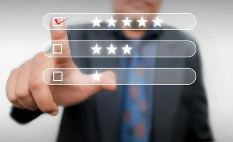 5 star feedback rating concept for customer satisfaction Stock Photos