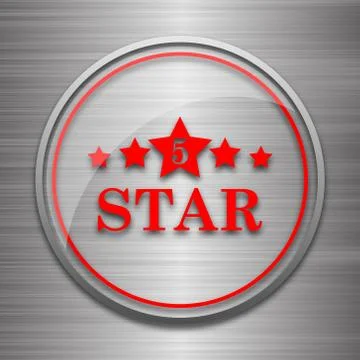 5 star icon. Internet button on metallic background.. Stock Illustration