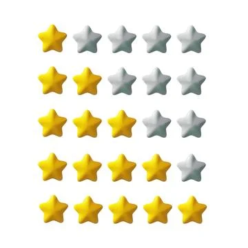 5 star rating 3D render stars Stock Illustration