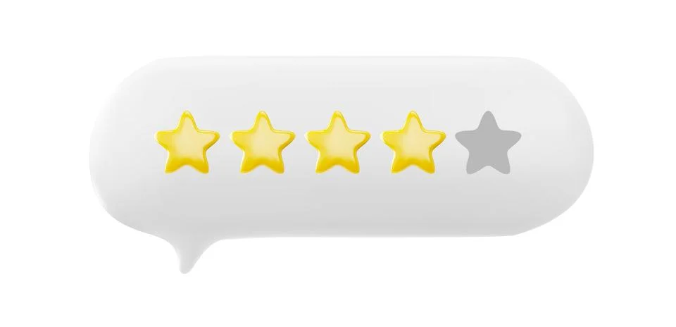 5-Star rating 3d vector Icons for reviews and feedback on a clean white backdrop Stock Illustration