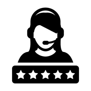5 Star rating icon vector female support customer care service person profile Stock Illustration