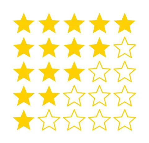 5 star rating isolated bage. Five stars in a row Stock Illustration