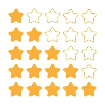 5 star rating set. Simple rounded shapes in grey and yellow Stock Illustration
