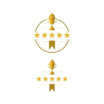5 stars Trophy cup vector winner logo design icon in flat style Stock Illustration