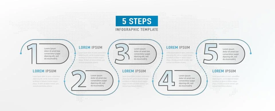 5 step elements. Workflow graphic design. Infograph timeline. Strategy work Stock Illustration
