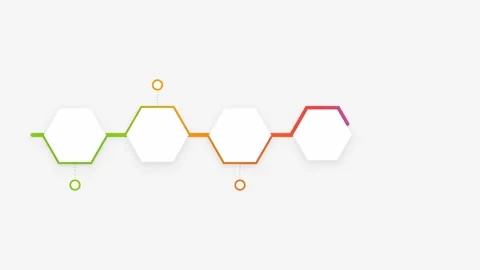 5 step infographic with colorful hexagons. 4K 스톡 동영상 344708616
