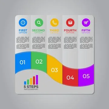 5 step infographic presentation chart Stock Illustration