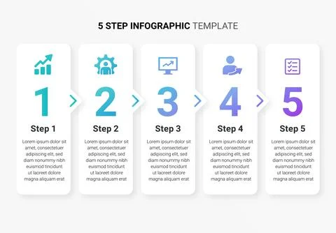 5 Step Infographic Template Design for Business Timeline, Workflow イラスト素材