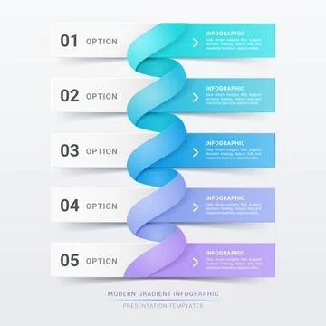 5 Step Ribbon Workflow Modern Gradient Infographic Template Banner Background イラスト素材
