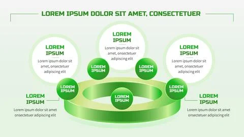 5 Steps 3D Circle Infographic Business Process Template Stock Illustration