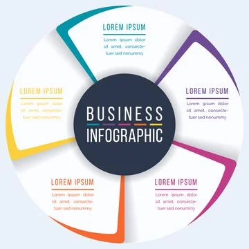 5 Steps Circle Infographic design 5 steps, objects, elements or options info 库存插图