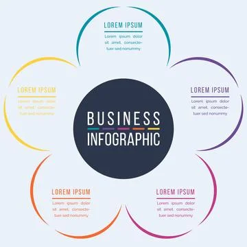 5 Steps Circle Infographic Design Иллюстрация