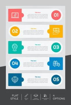 5 steps of Flat infographic vector design with square object for marketing. P Stock Illustration