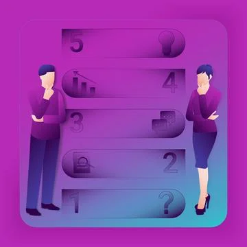 5 steps for identifying problems. Glass morphism. Stock Illustration