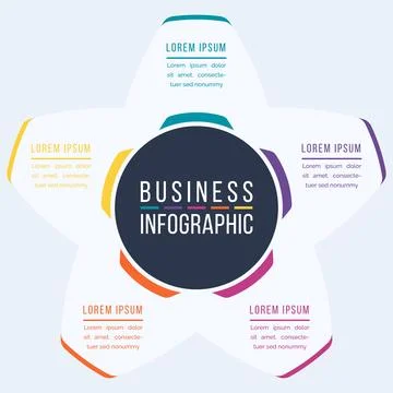 5 Steps Infographic circle design 5 steps, objects, elements or Options info Stock Illustration