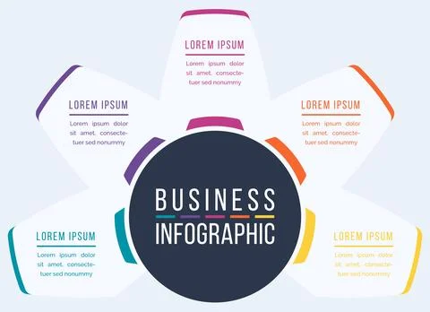 5 Steps Infographic design 5 steps, objects, elements or Options infographic Stock Illustration