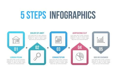 5 Steps Infographics 스톡 일러스트