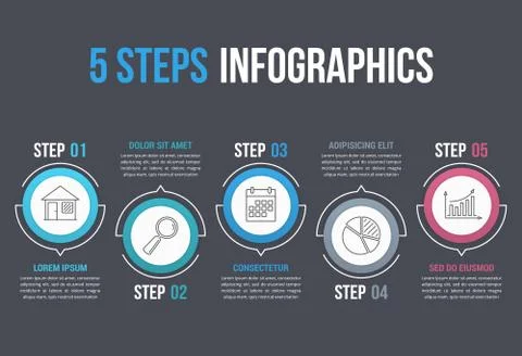 5 Steps Infographics 스톡 일러스트