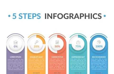 5 Steps Infographics Illustrazione stock