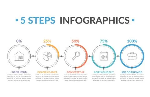 5 Steps Infographics Illustrazione stock