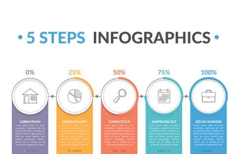 5 Steps Infographics Illustrazione stock