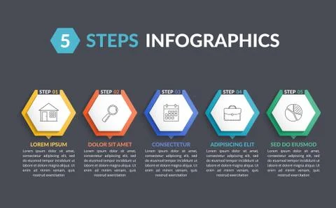 5 Steps Infographics 스톡 일러스트