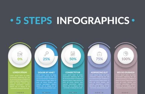 5 Steps Infographics Illustrazione stock