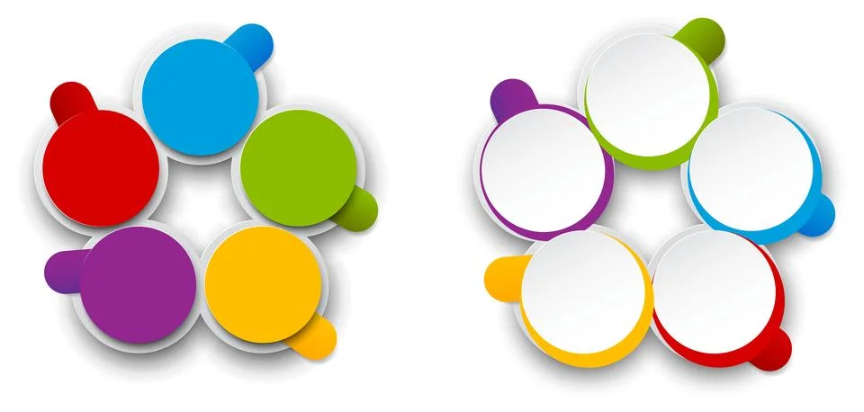 5 steps process empty circle infographic template for business presentation Illustrazione stock