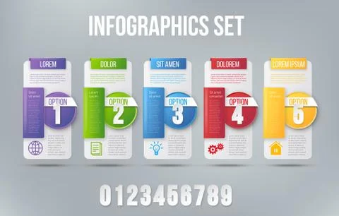 5 steps process infographics card vector design Stock Illustration