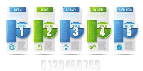 5 steps process infographics card vector design Stock Illustration