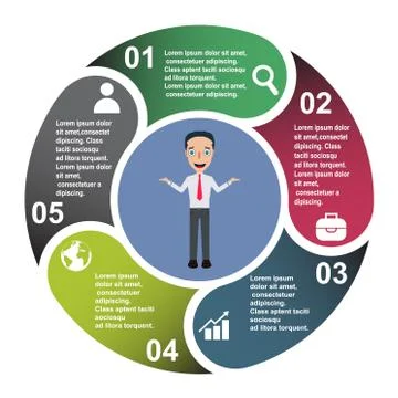 5 steps vector element in five colors with labels, infographic diagram. Busin イラスト素材