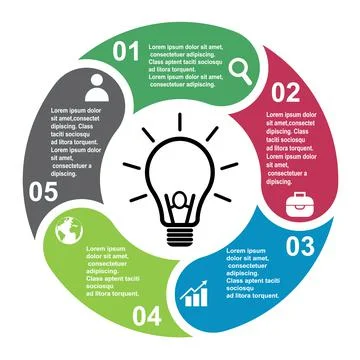 5 steps vector element in five colors with labels, infographic diagram. Busin イラスト素材